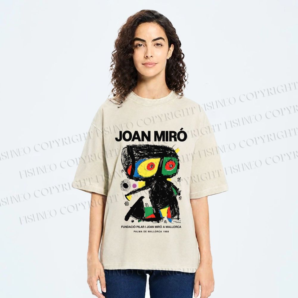 Unisex Joan Miró Robot Printed Washed Tee