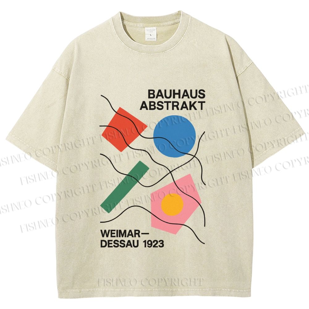 Unisex Bauhaus Geometic Printed Washed Tee