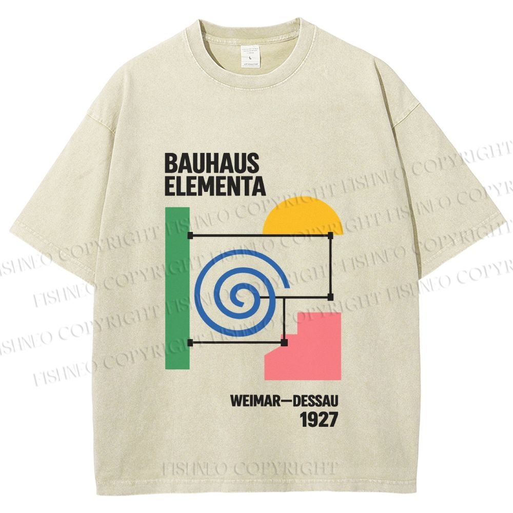 Unisex Bauhaus Geometic Printed Washed Tee