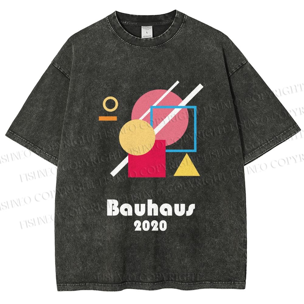 Unisex Bauhaus Geometic Printed Washed Tee