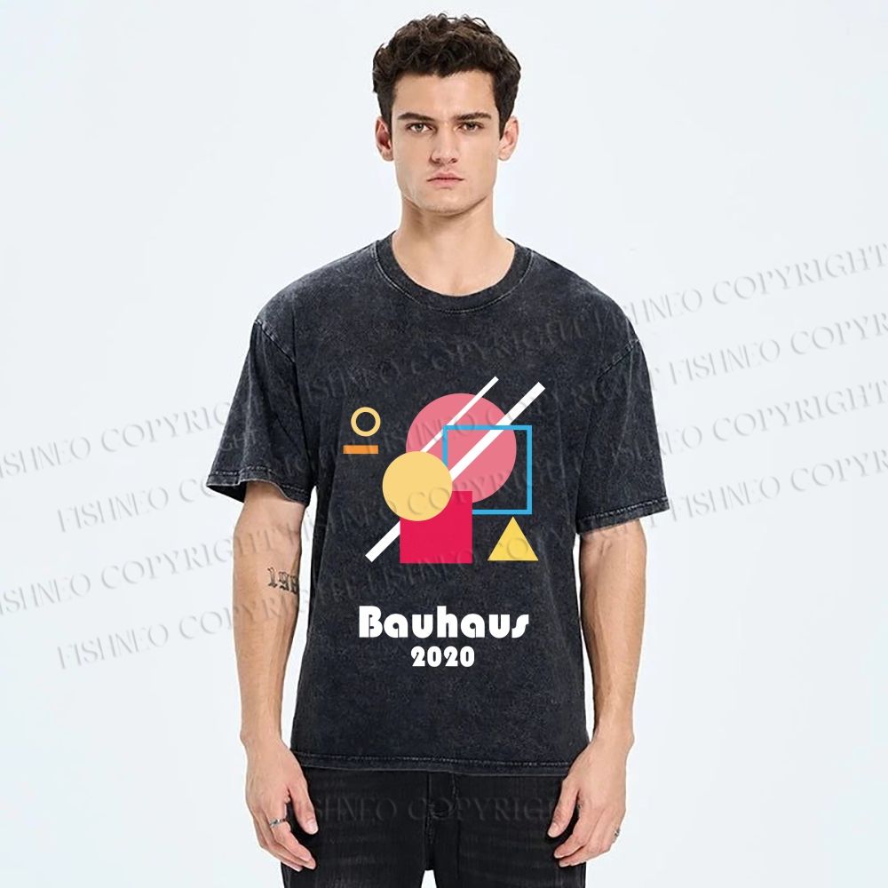 Unisex Bauhaus Geometic Printed Washed Tee