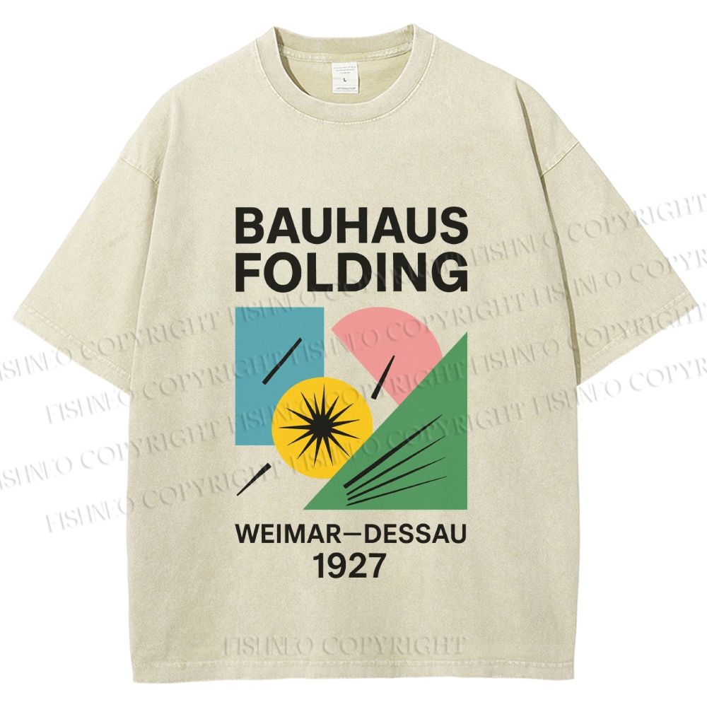 Unisex Bauhaus Geometic Printed Washed Tee