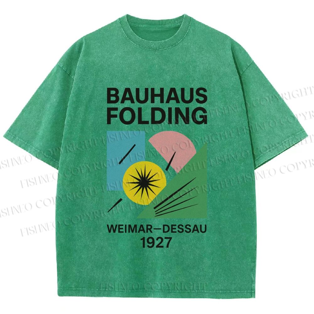 Unisex Bauhaus Geometic Printed Washed Tee