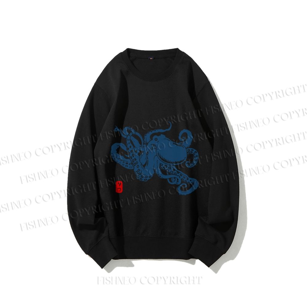 Unisex Octopus Japanese Style Printed Sweatshirt