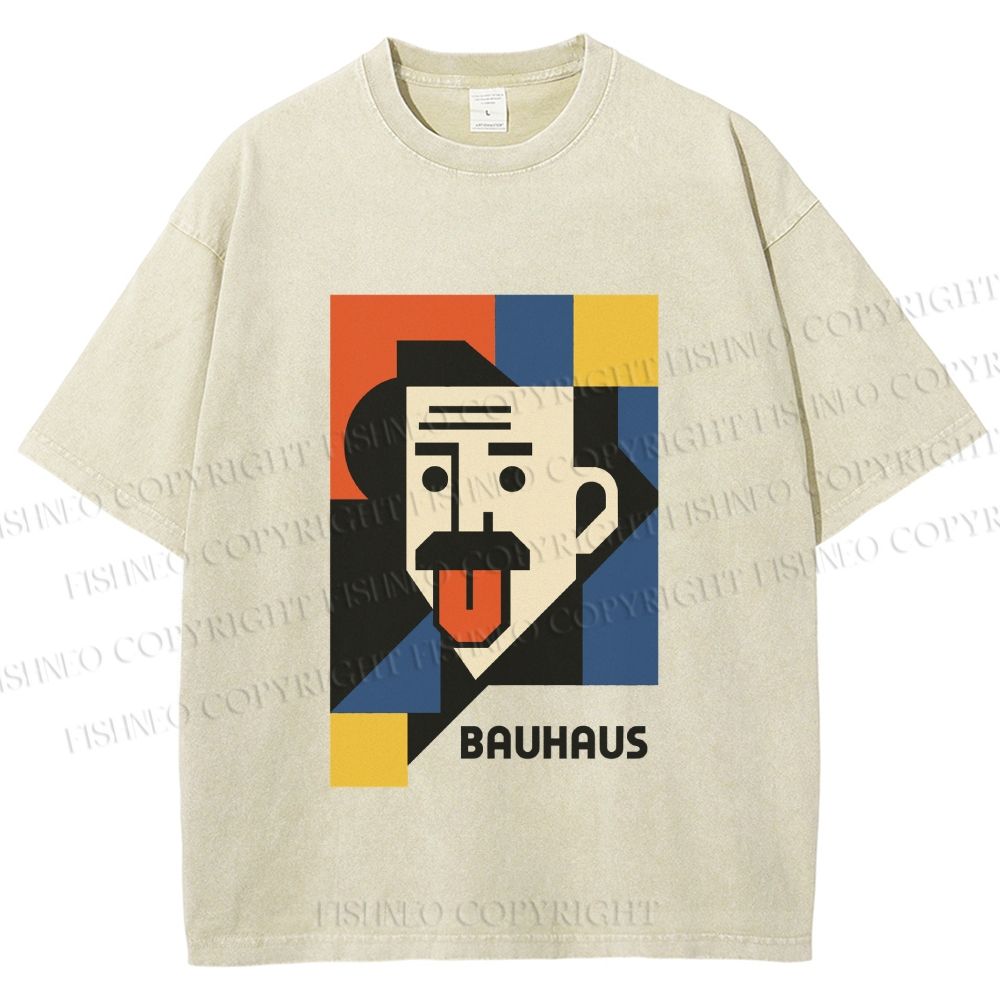 Unisex Bauhaus Style Einstein Printed Washed Tee