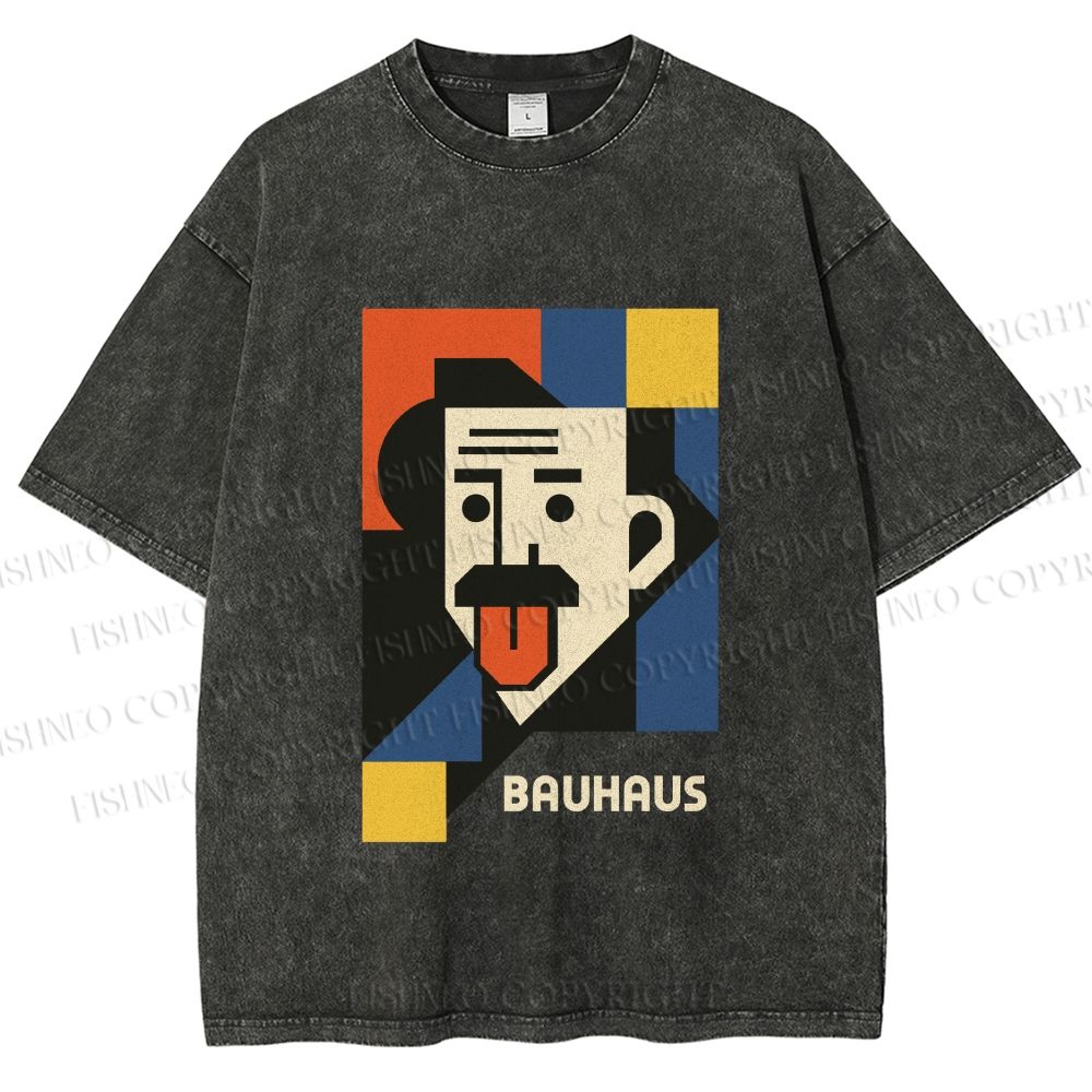 Unisex Bauhaus Style Einstein Printed Washed Tee