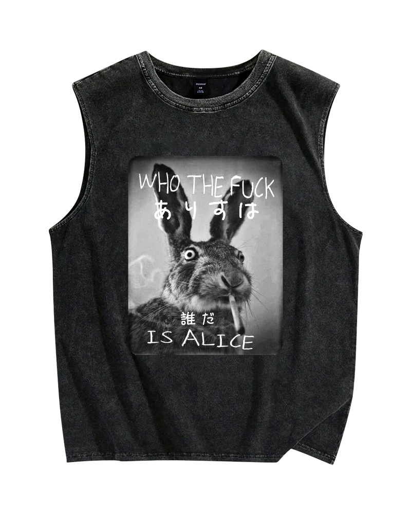 Who Is Alice? Vintage Distressed Washed Tank Top