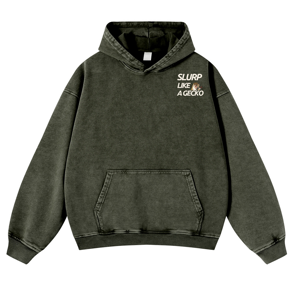 Gecko Vintage Washed Cotton Back Art Hoodie