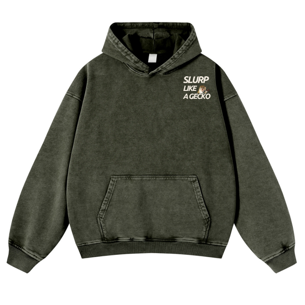 Gecko Vintage Washed Cotton Back Art Hoodie