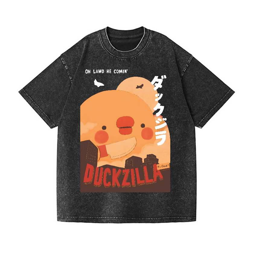 Duck Godzilla Vintage Wash Japanese Design T-Shirt