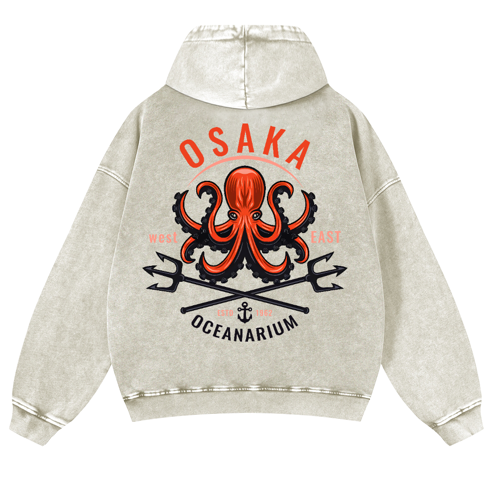 Osaka Octopus Vintage Washed Cotton Back Art Hoodie