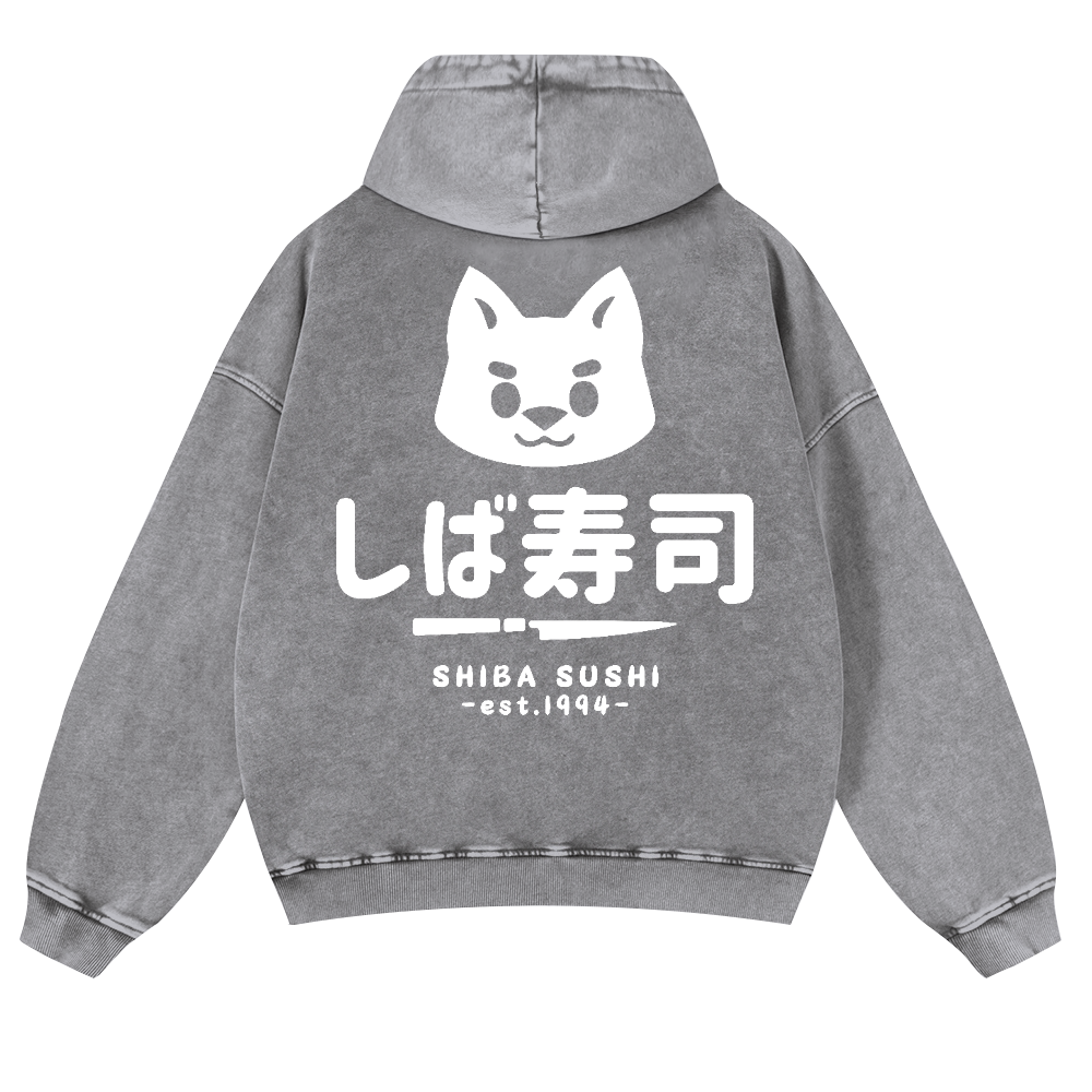 Shiba Sushi Vintage Washed Cotton Back Art Hoodie