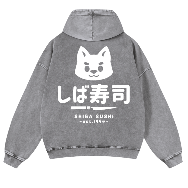 Shiba Sushi Vintage Washed Cotton Back Art Hoodie