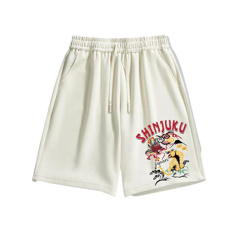 Shinjuku Dragon and Tiger Cotton Casual Shorts