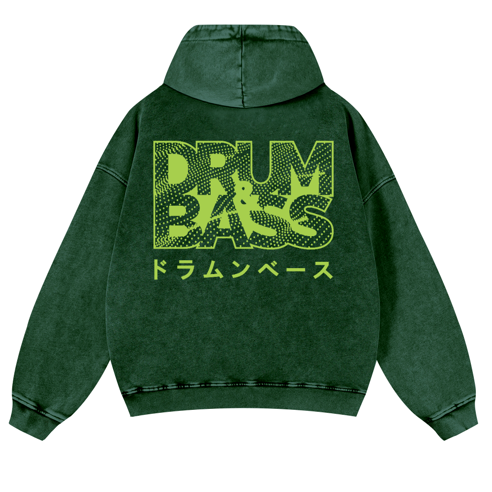 Drum & Bass Vintage Washed Cotton Back Art Hoodie