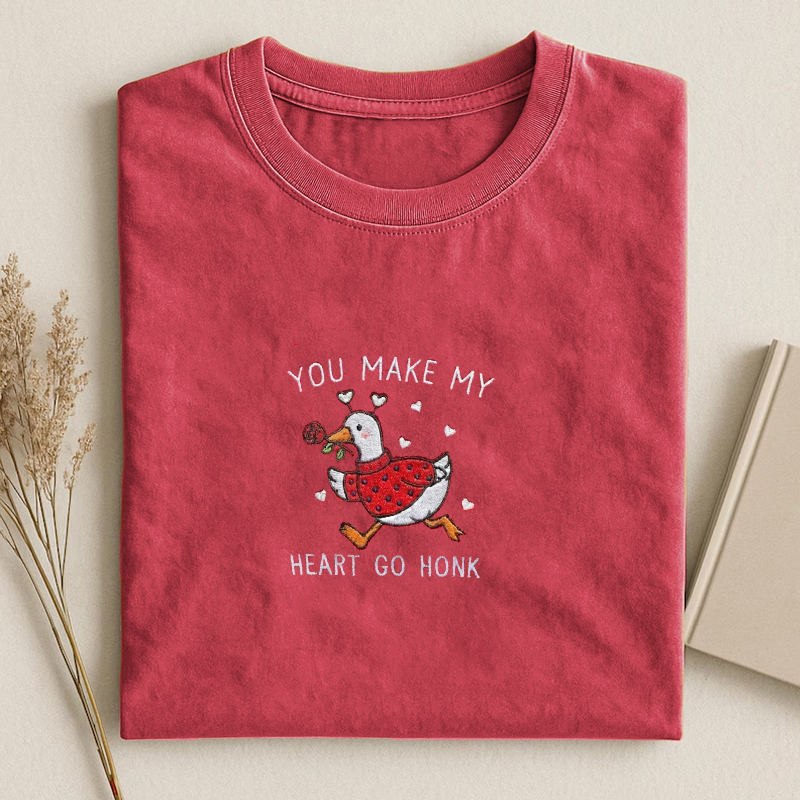 Unisex Embroidered Valentine Goose T-shirt