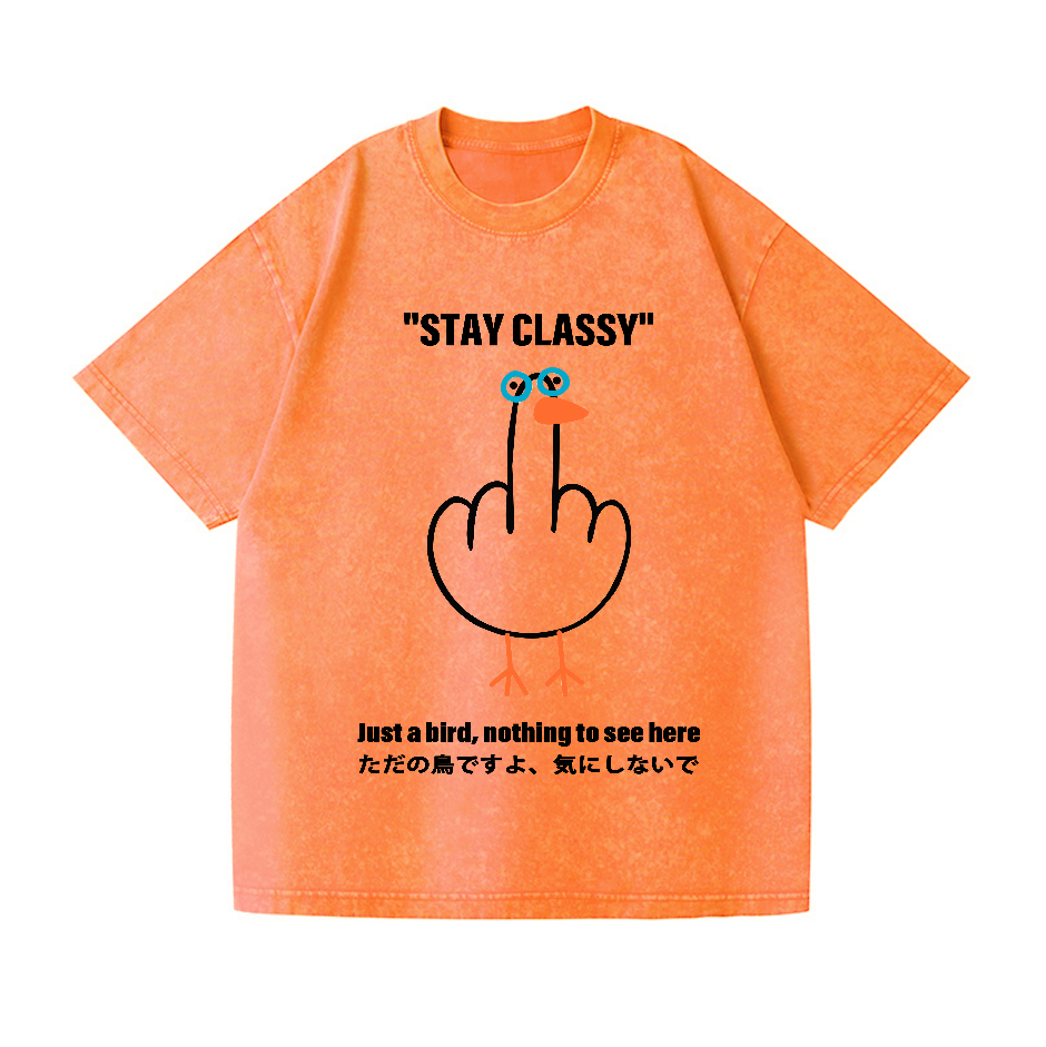 Stay Classy Goose Bird Vintage Wash Japanese Design T-Shirt