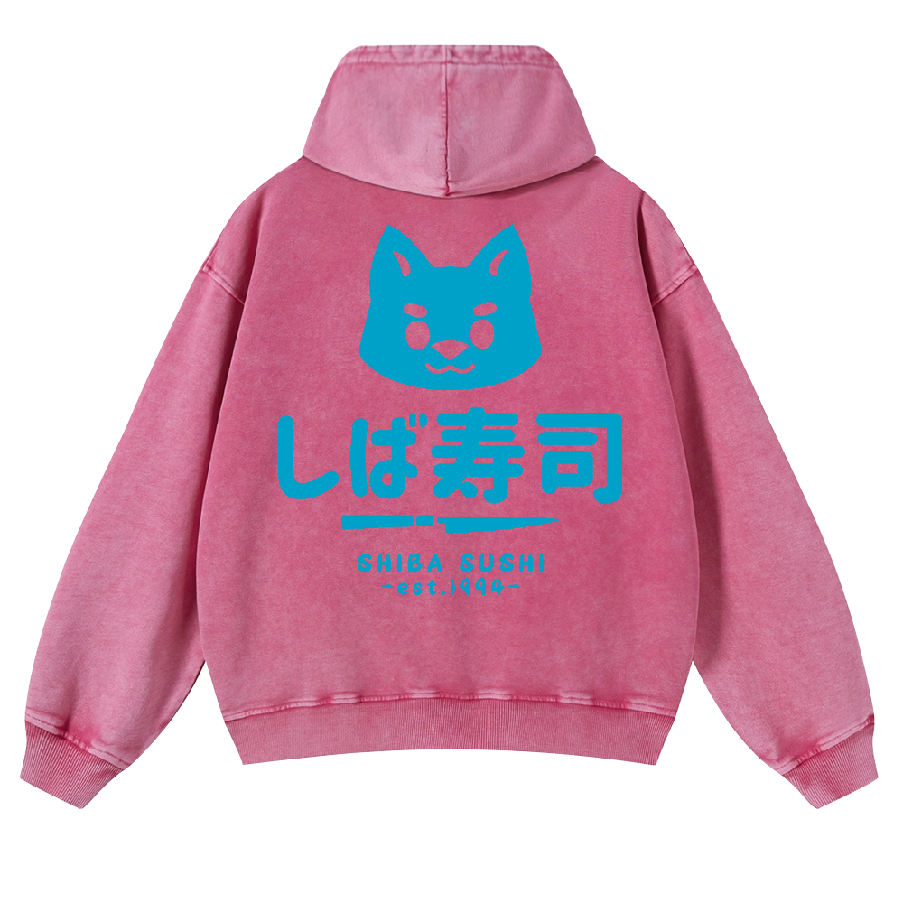 Shiba Sushi Vintage Washed Cotton Back Art Hoodie