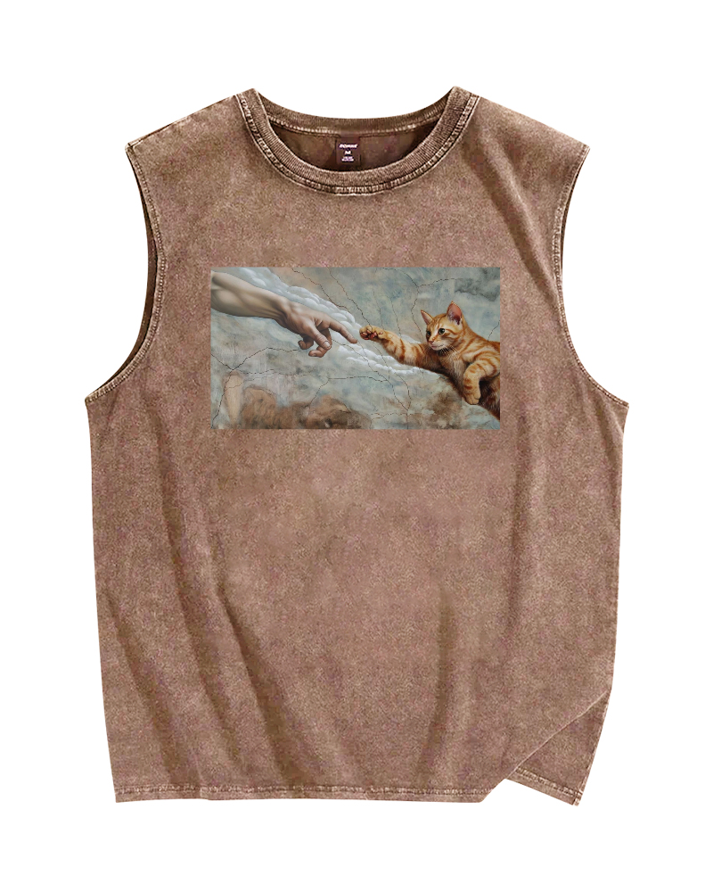 The Creation of Cat Vintage Distressed Washed Tank Top