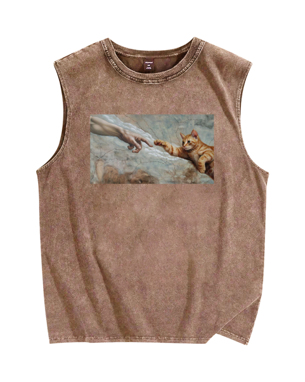 The Creation of Cat Vintage Distressed Washed Tank Top