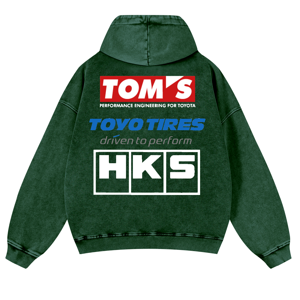 Tom's, Toyo Tires, HKS Vintage Washed Cotton Back Art Hoodie