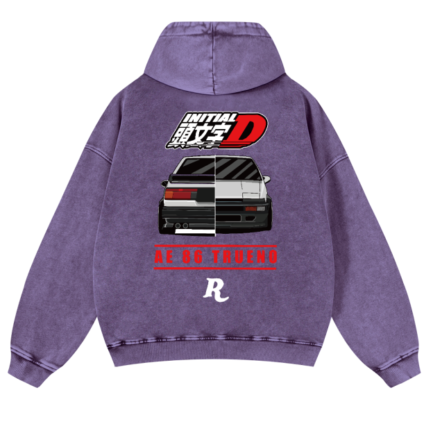 Initial D Vintage Washed Cotton Back Art Hoodie