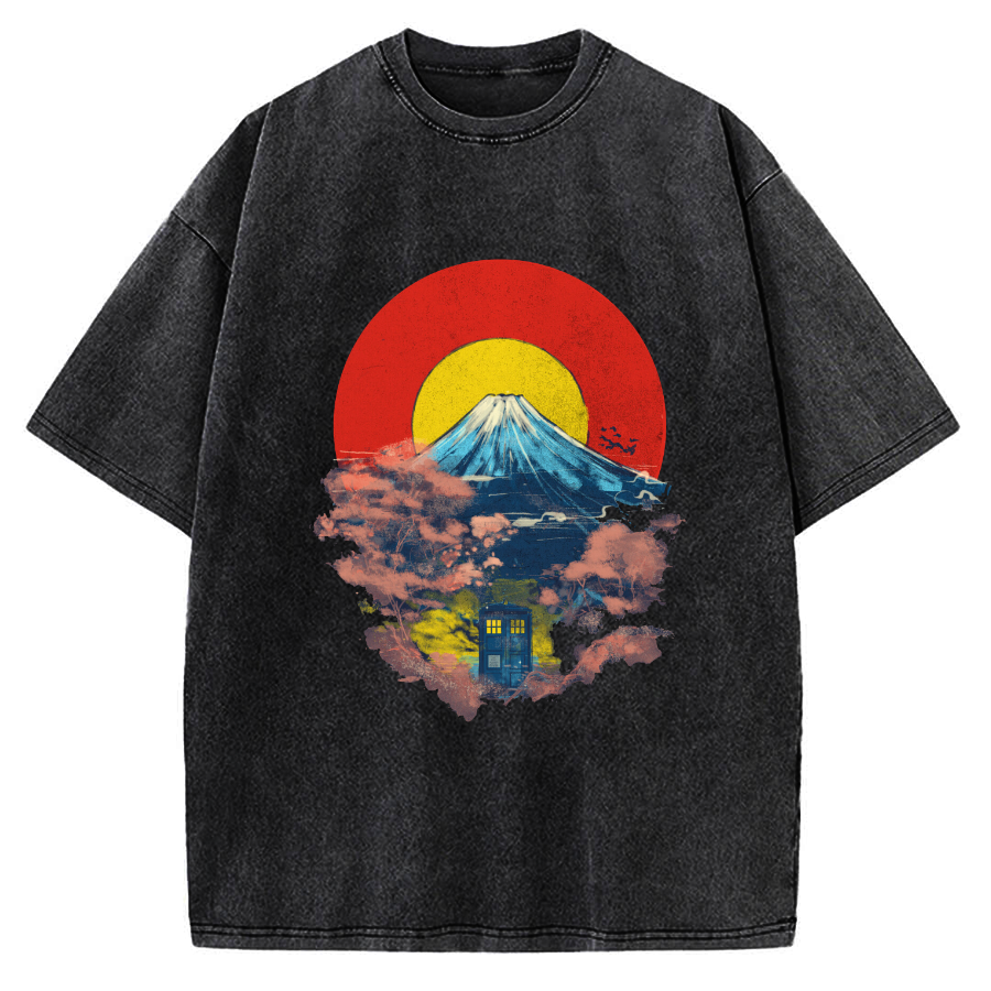 Mount Fuji & TARDIS Vintage Washed T-shirt