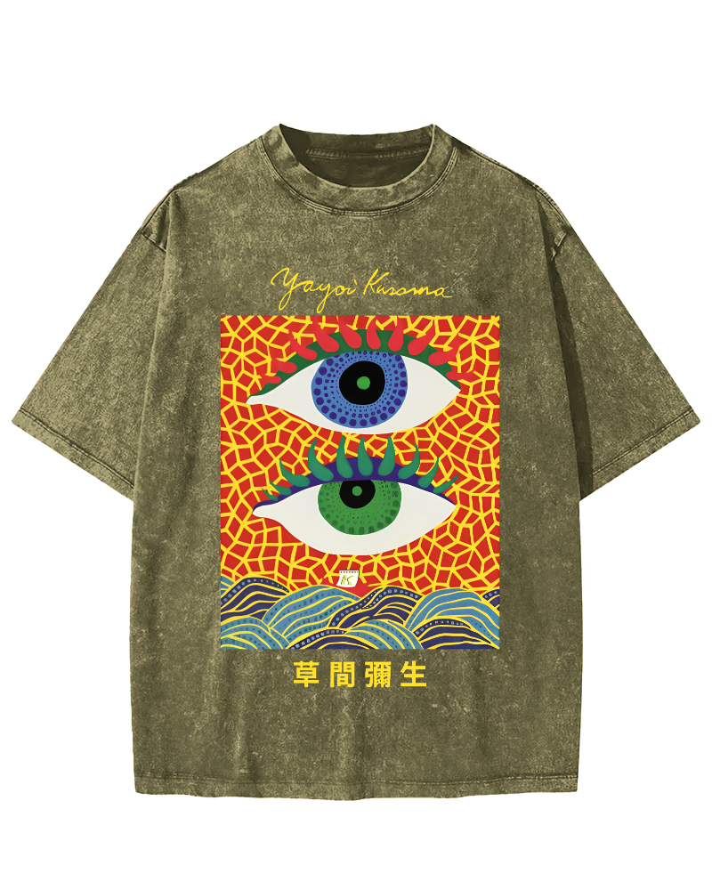 Yayoi Kusama's Abstract Eye Art Vintage Washed T-shirt