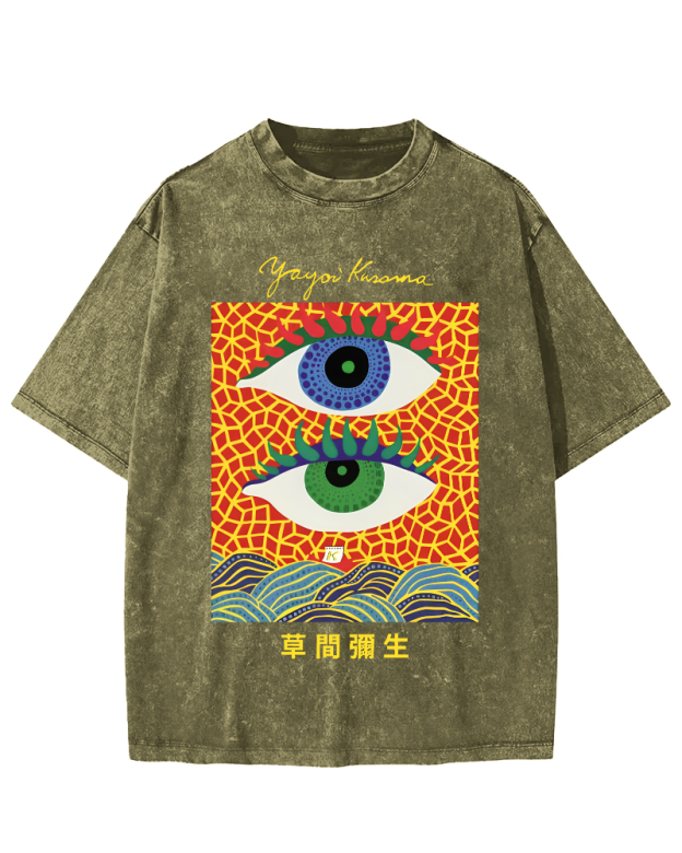 Yayoi Kusama's Abstract Eye Art Vintage Washed T-shirt