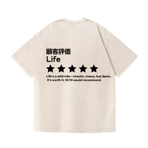 Life Vintage Wash Japanese Design Back Art T-Shirt