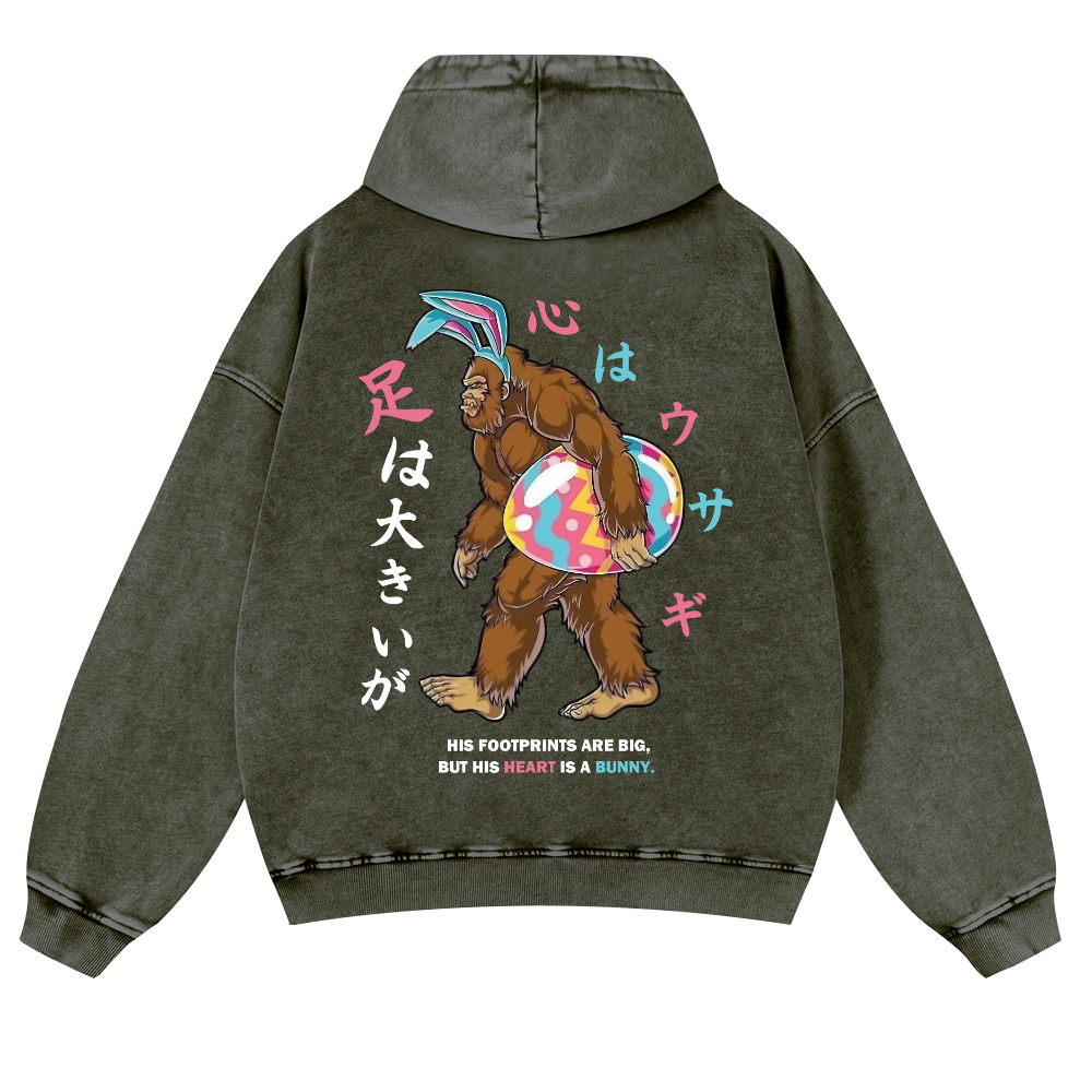 Easter Bigfoot Vintage Washed Cotton Back Art Hoodie