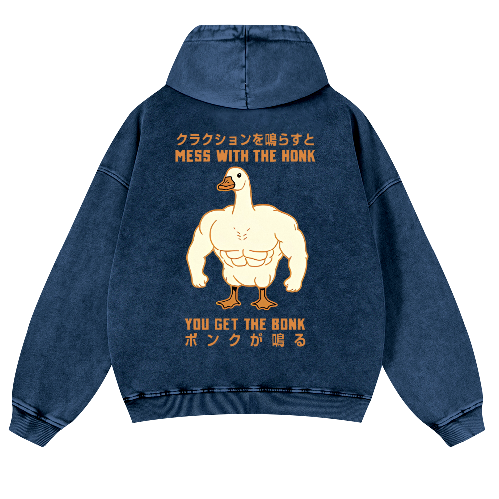 Duck Goose Vintage Washed Cotton Back Art Hoodie