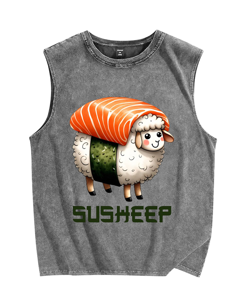 SuSheep Vintage Distressed Washed Tank Top