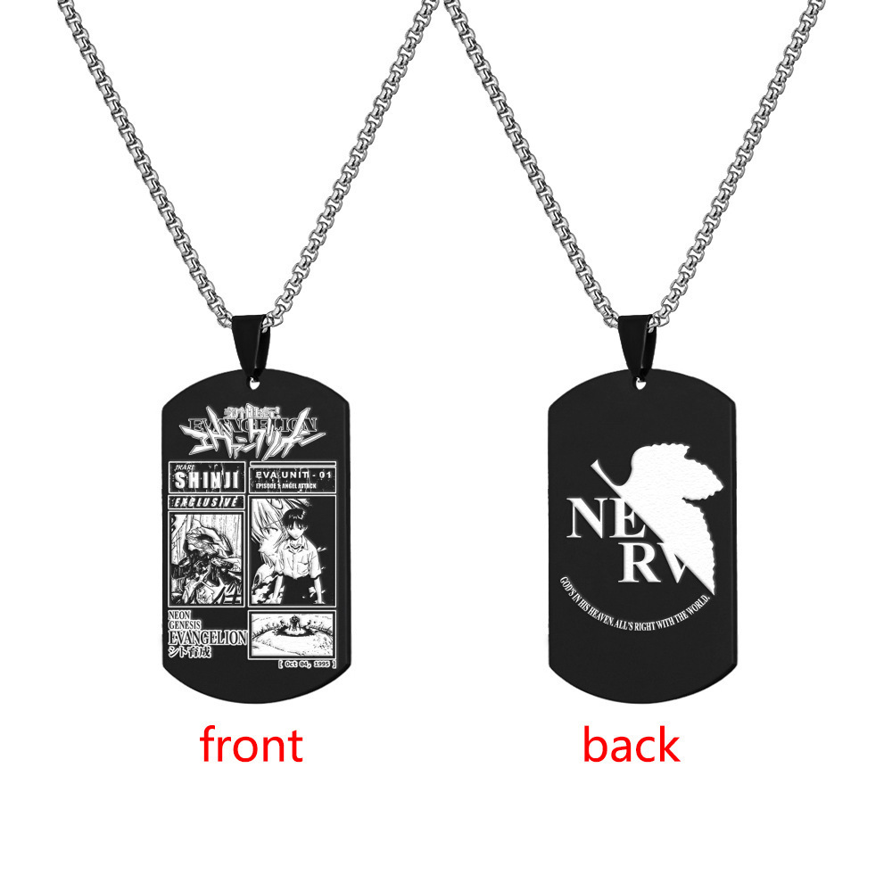 Neon Genesis Evangelion Stainless Steel Military Tag Engraved Necklace Tag Shinji Ikari Ayanami Rei Titanium Steel Dog Tag