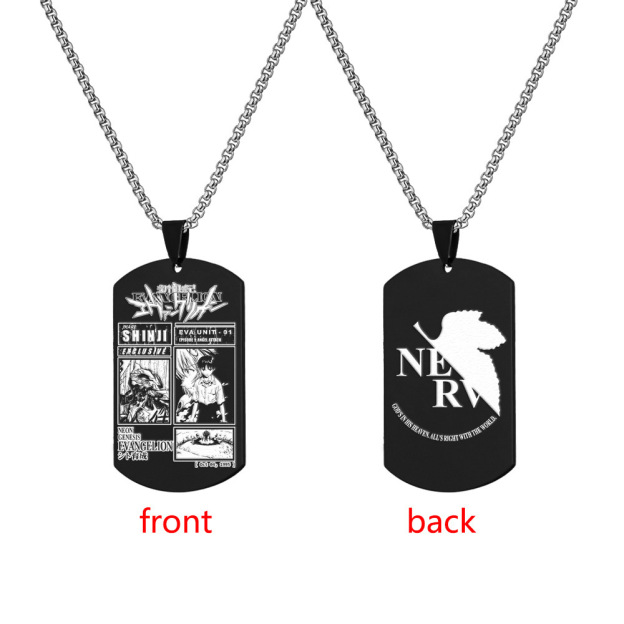 Neon Genesis Evangelion Stainless Steel Military Tag Engraved Necklace Tag Shinji Ikari Ayanami Rei Titanium Steel Dog Tag