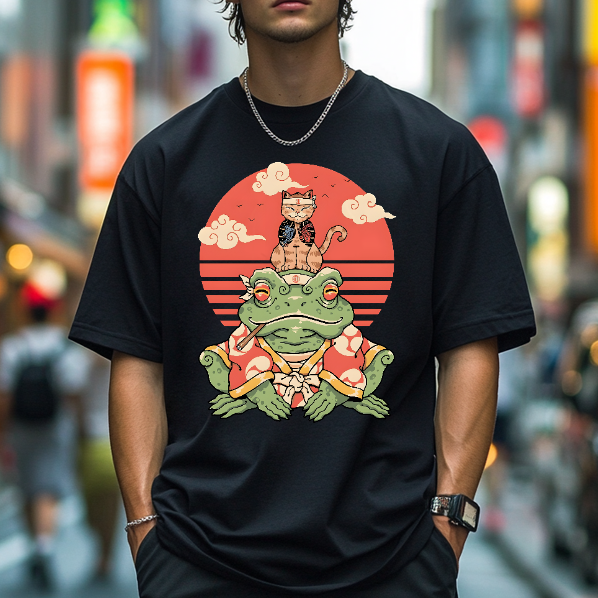 Cat And Frog Japanese Style Classic Tee