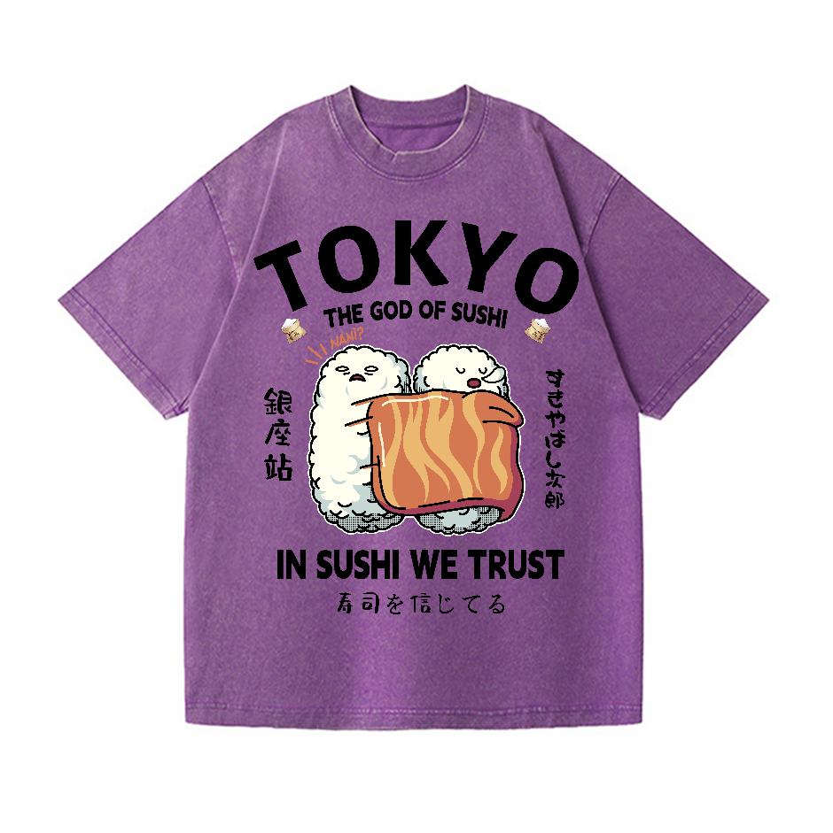 Sushi Vintage Wash Japanese Design T-Shirt