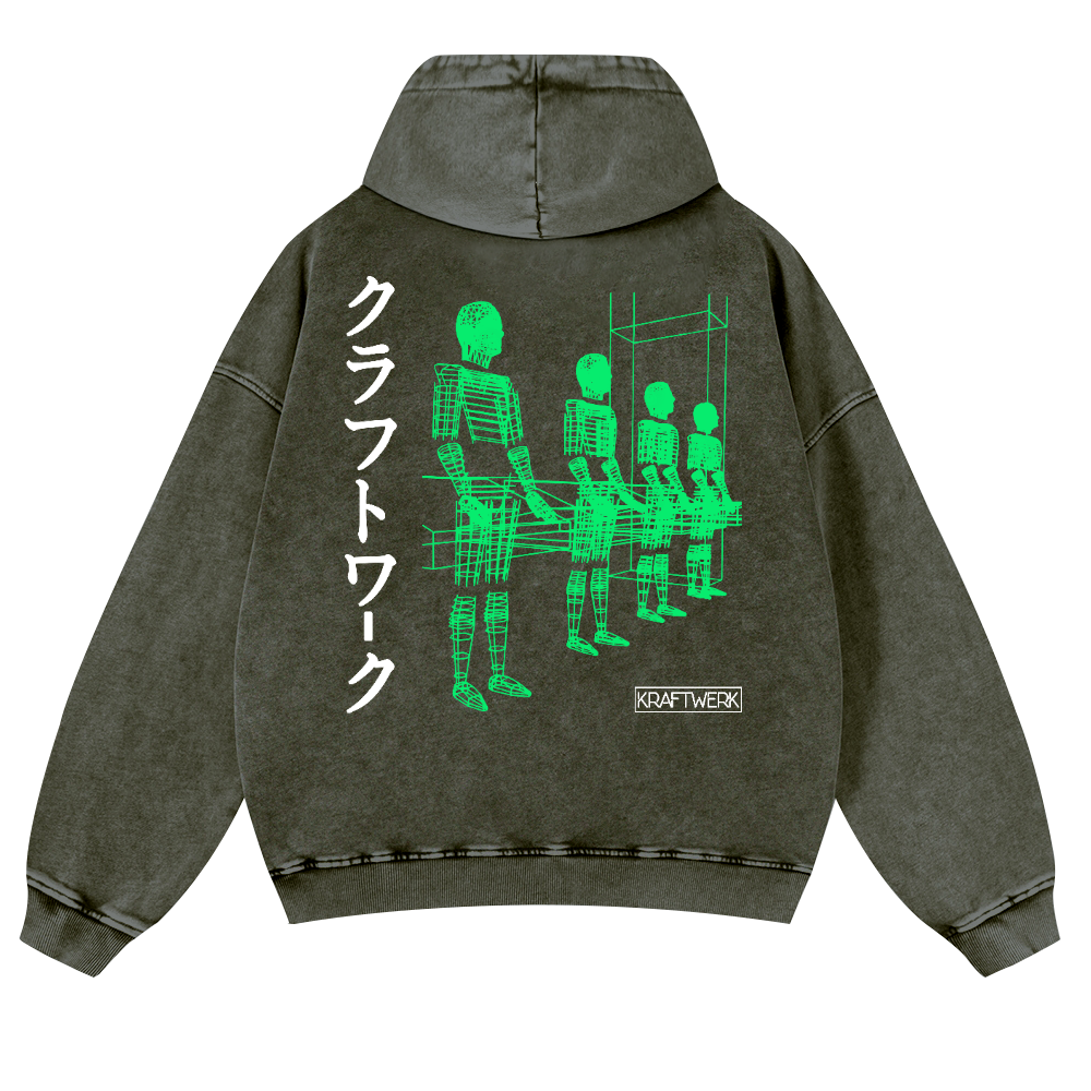 Kraftwerk Band Vintage Washed Cotton Back Art Hoodie