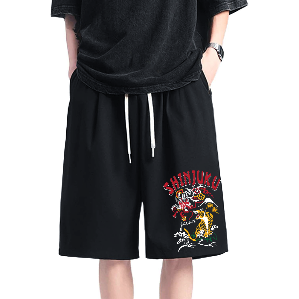Shinjuku Dragon and Tiger Cotton Casual Shorts