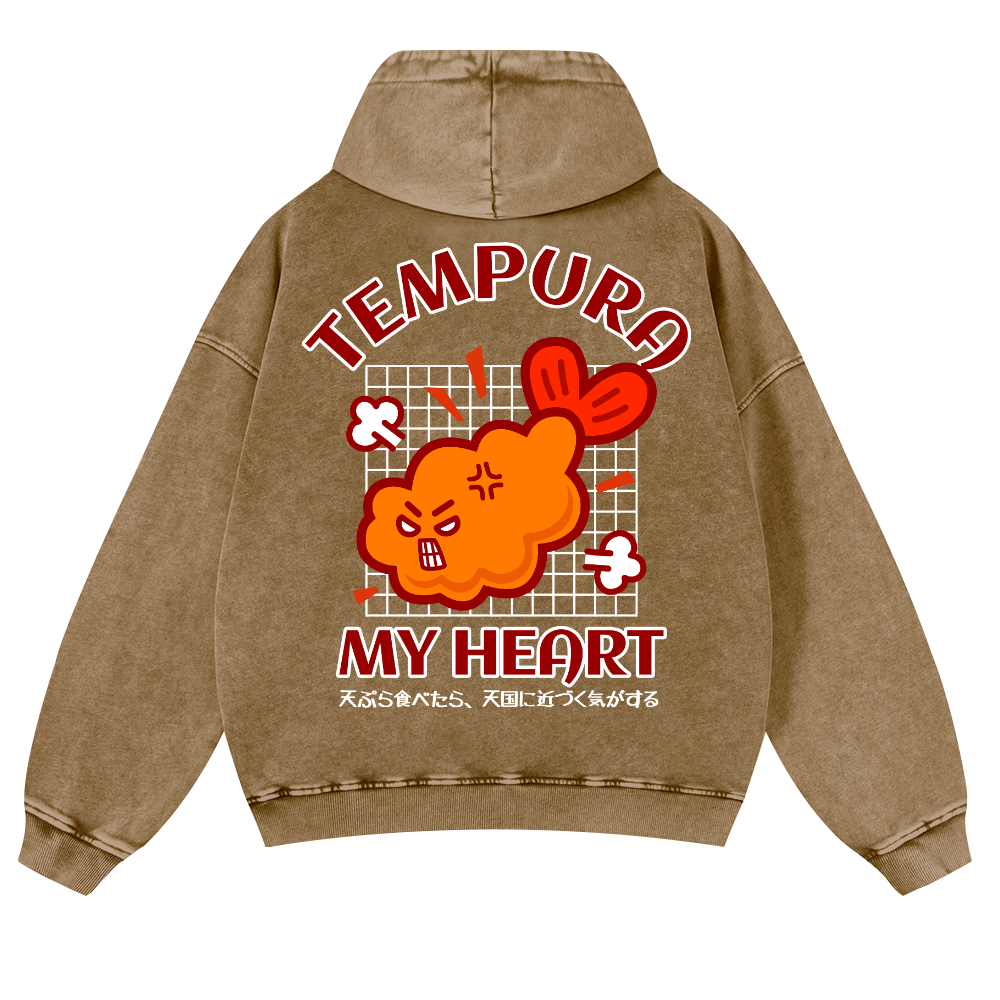 Tempura Shrimp Vintage Washed Cotton Back Art Hoodie