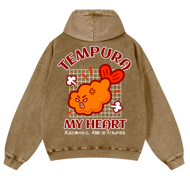 Tempura Shrimp Vintage Washed Cotton Back Art Hoodie