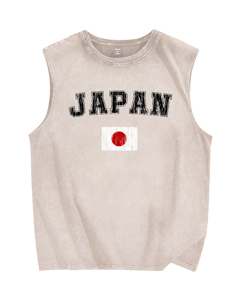 Japan Flag Vintage Distressed Washed Tank Top