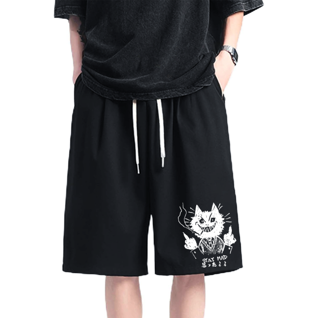 Stay Mad Cotton Casual Shorts