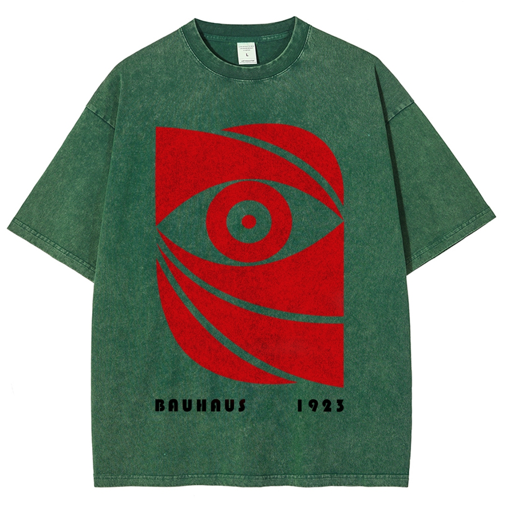 Unisex Bauhaus Eye Printed Washed T-shirt
