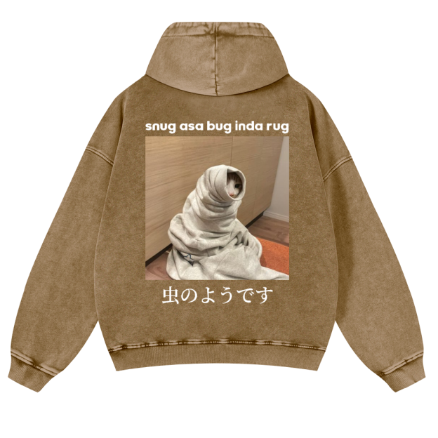 Snug Cat Vintage Washed Cotton Back Art Hoodie