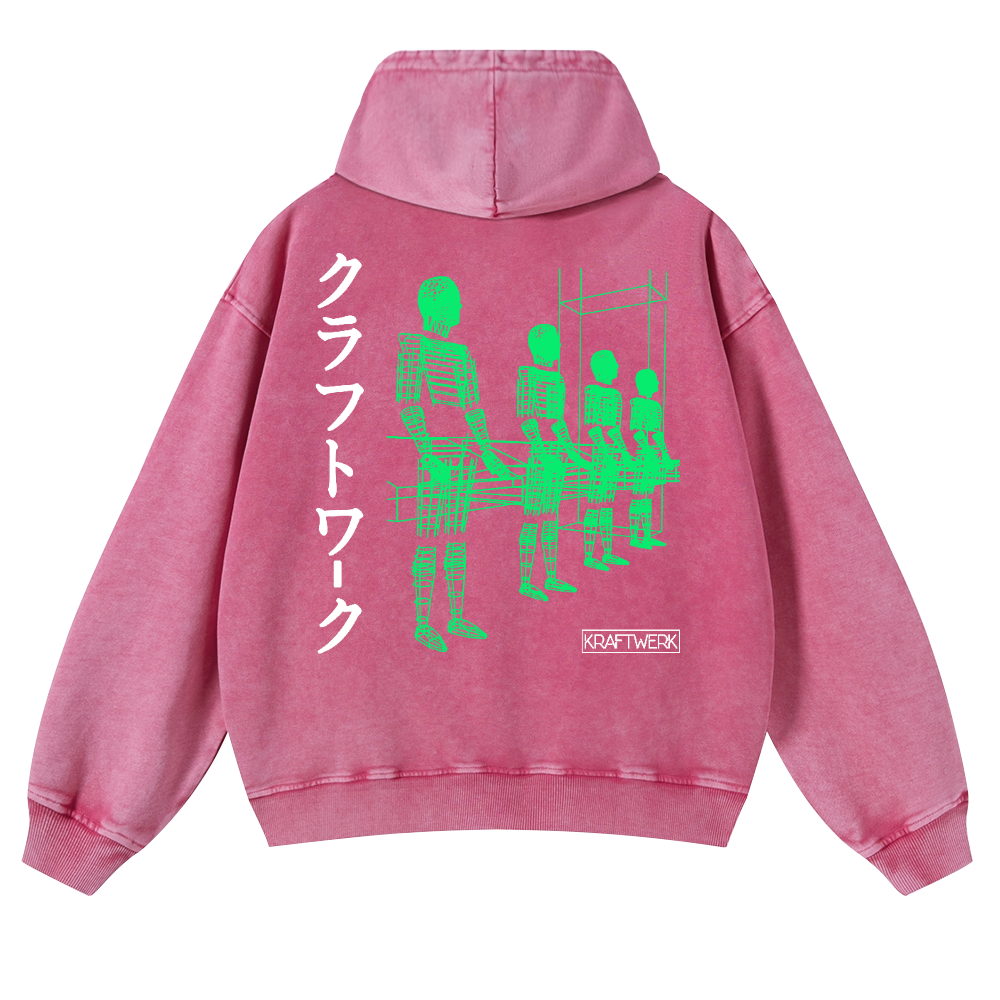 Kraftwerk Band Vintage Washed Cotton Back Art Hoodie