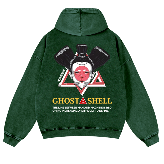 Ghost in the Shell Geisha Vintage Washed Cotton Back Art Hoodie