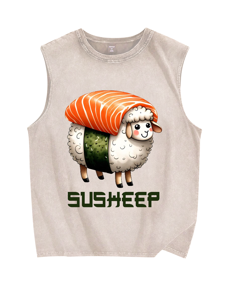 SuSheep Vintage Distressed Washed Tank Top
