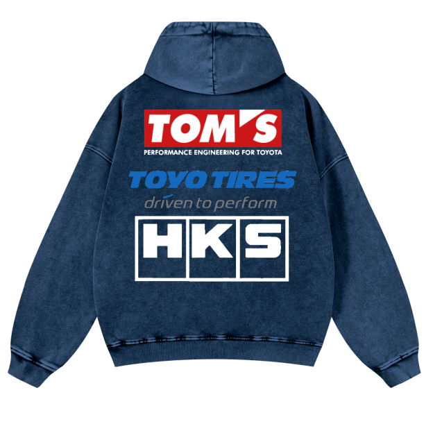 Tom's, Toyo Tires, HKS Vintage Washed Cotton Back Art Hoodie