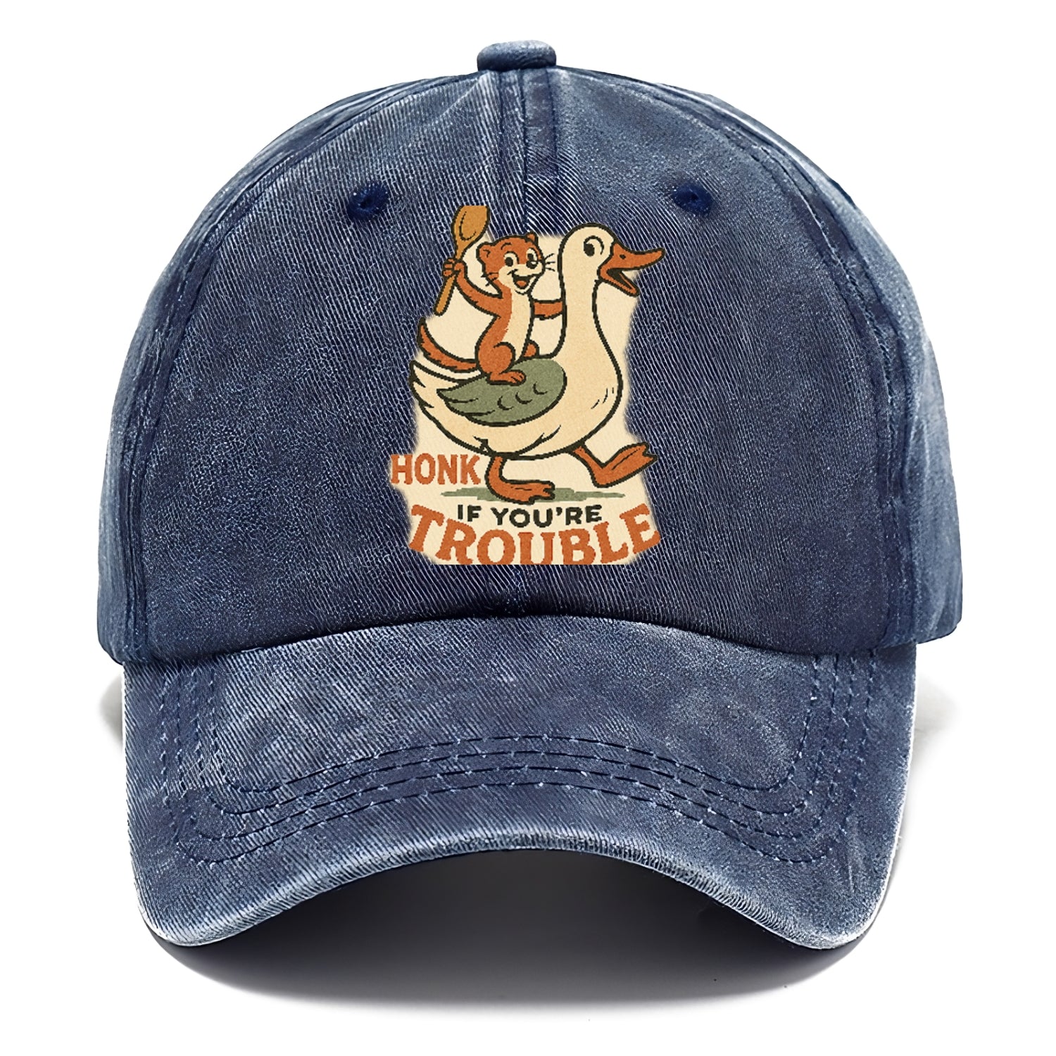 Trouble Cartoon Washed Cap